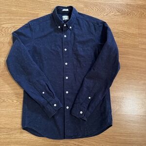 J. Crew Shirt Mens Blue/White Small Slim Fit Thick Cotton/Polyester Long Sleeve